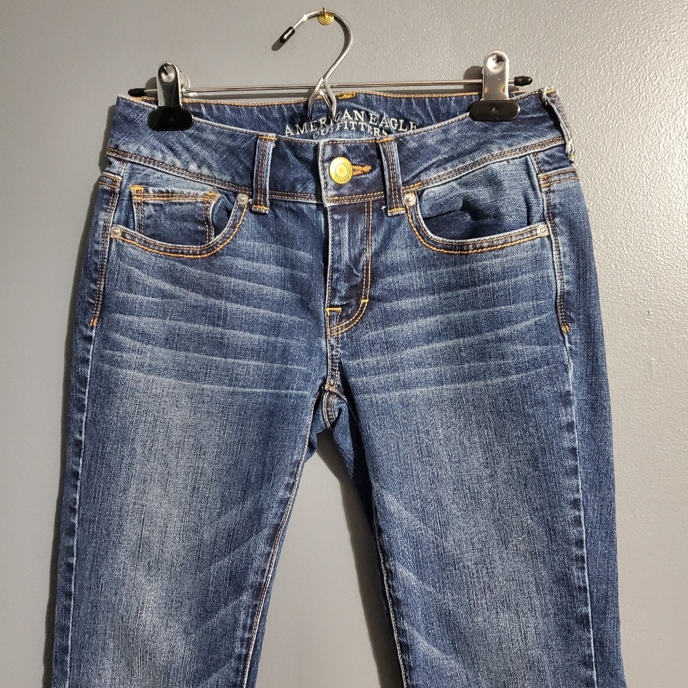 American Eagle Outfitters Womens Kick Boot Jeans Embroidered Pockets Y2K Size 2 - Picture 6 of 9